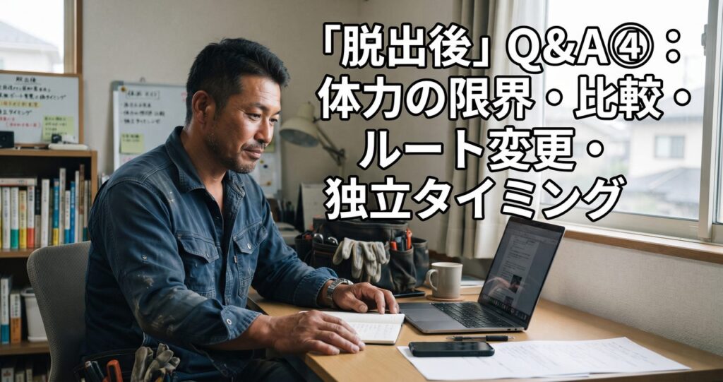 「脱出後」Q&A④：体力の限界・比較・ルート変更・独立タイミング