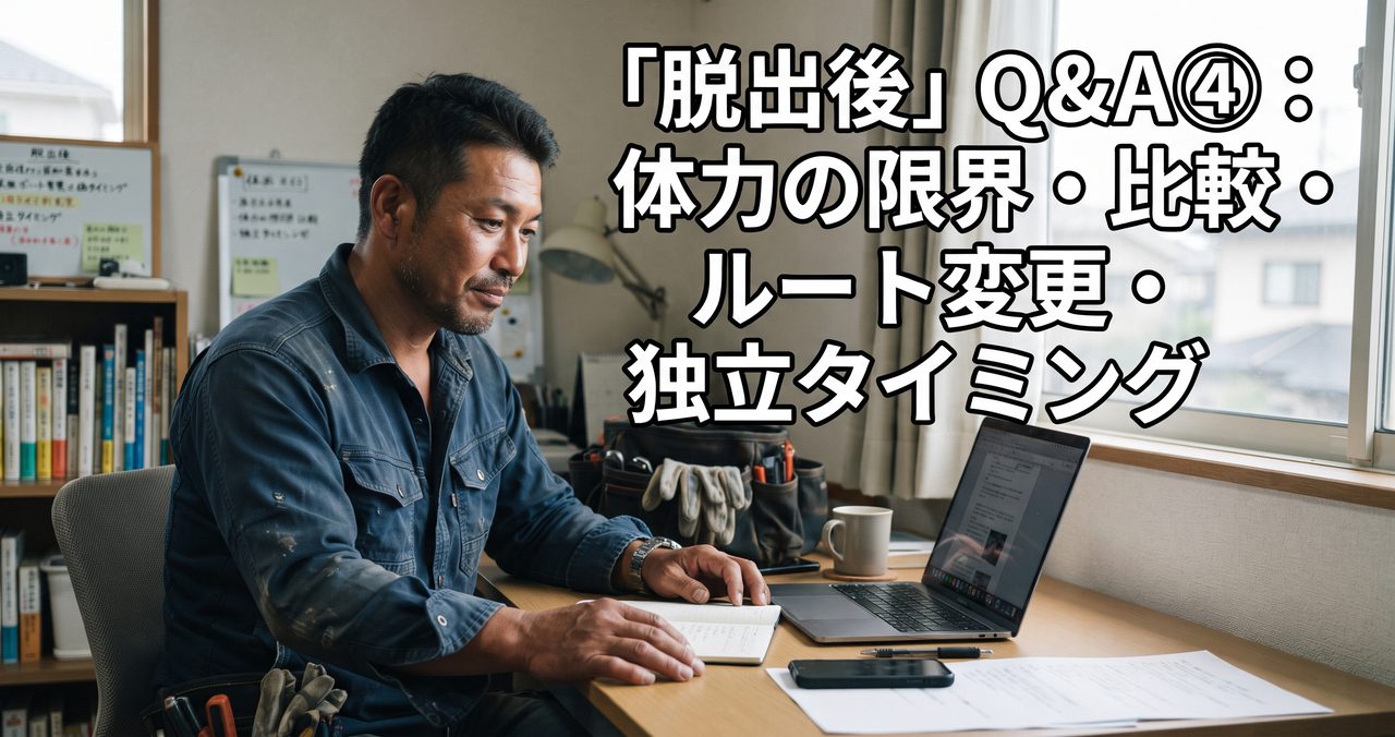 「脱出後」Q&A④：体力の限界・比較・ルート変更・独立タイミング